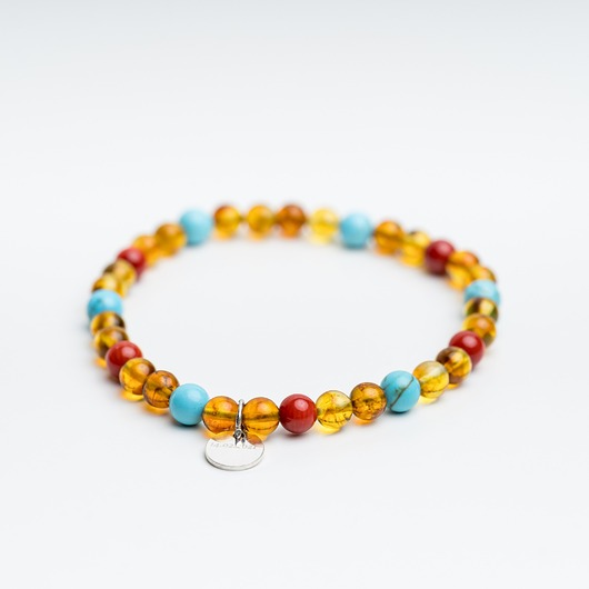 bransoletki z kamieni naturalnych Bransoletka personalizowana z bursztynu, turkusu, koral