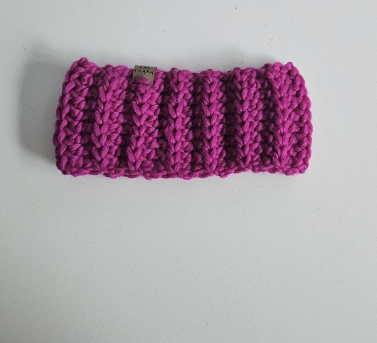 opaski do włosów Opaska wełniana neonowy róż