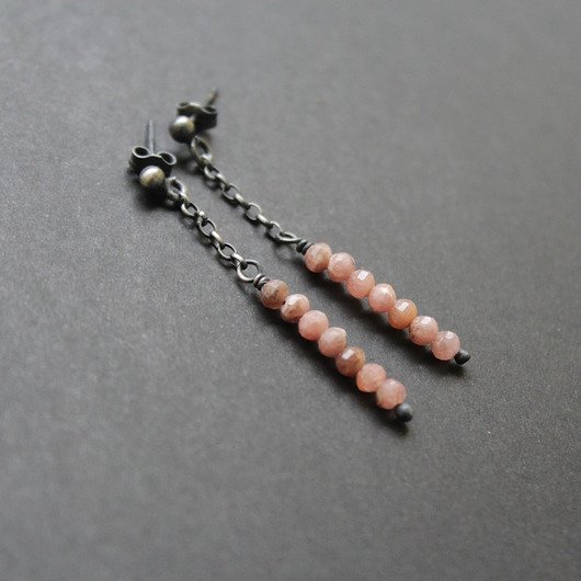 kolczyki z kamieniami Kolczyki Rodochrozyt