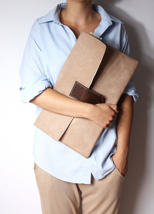 Kopertówka XL beige + leather Zuzia Górska