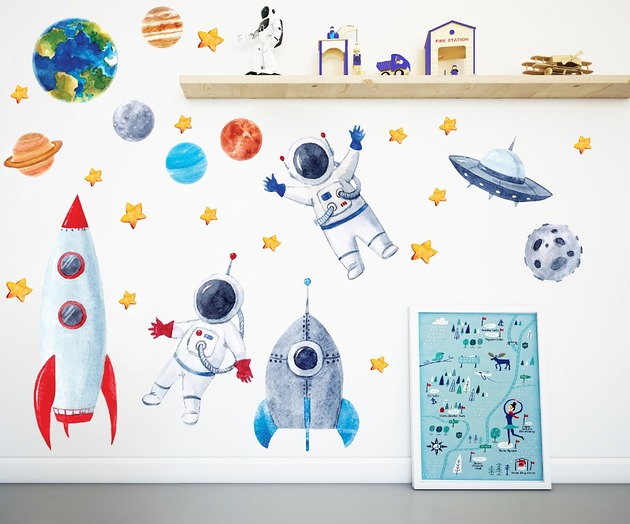 Naklejki na ścianę Kosmos Planety Rakiety Magnetyczne Studio