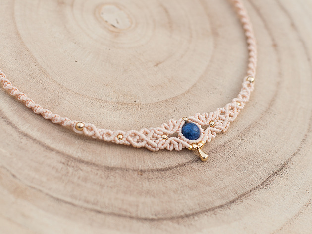 chokery Makramowy naszyjnik. Choker makramowy. Naszyjnik Makrama. Sodalit