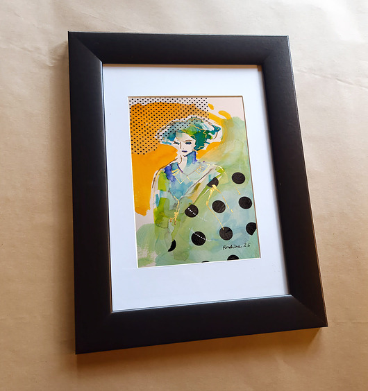 obrazy Kumoszka 38 - akwarela 16x24 cm unikat