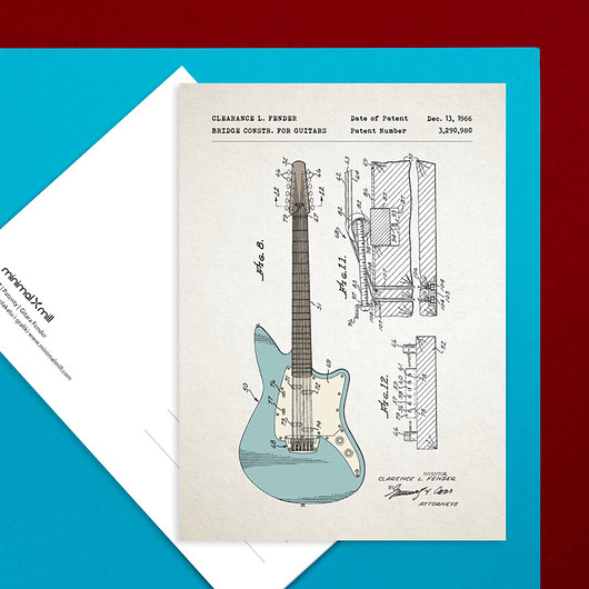 Plakat Gitara elektryczna Fender - pocztówka minimalmill