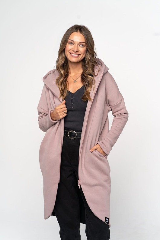 bluza z kapturem damska Płaszczobluza No.2 Brudny Róż