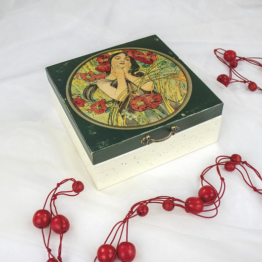 pojemniki na biżuterię Szkatułka - sierpień - Alfons Mucha