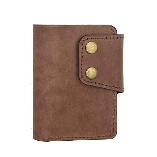 portfele damskie Brązowy duży portfel ręcznie uszyty ze skóry garbowanej roślinnie.