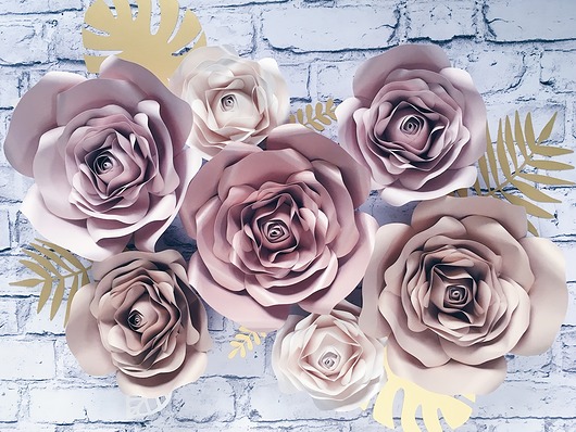 Duże kwiaty ROSE GOLD 3D - róże na ścianę So cute So lovely