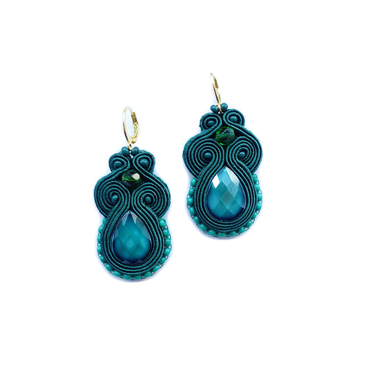 Zielone  kolczyki soutache Mró Soutache