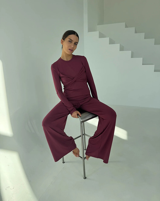 spodnie materiałowe damskie Spodnie Gentle beetroot