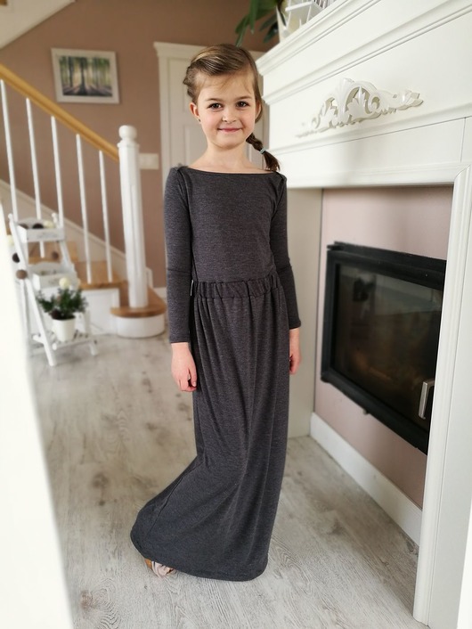 Sukienka LITTLE MAXI LONG grafitowy popiel  Meleksima 