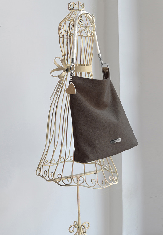 torby na ramię Lniany worek na ramię czekoladowy brąz