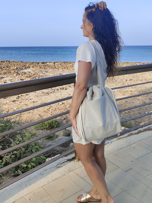 torby na ramię Torba SummerBag SAND-duża jasnobeżowa torba sztruksowa