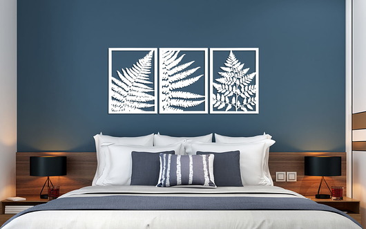 inne DEKORACYJNY TRYPTYK AŻUROWY, LIŚĆ PAPROCI, DEKORACJA ŚCIENNA 3D, ORNAMENT
