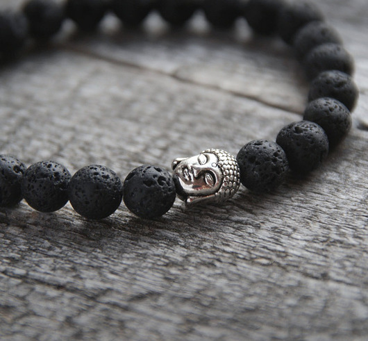 męska bransoletka :: buddha & BLACK LAVA II kaktusia