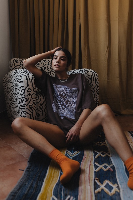 t-shirt damskie T-shirt paisley mokka