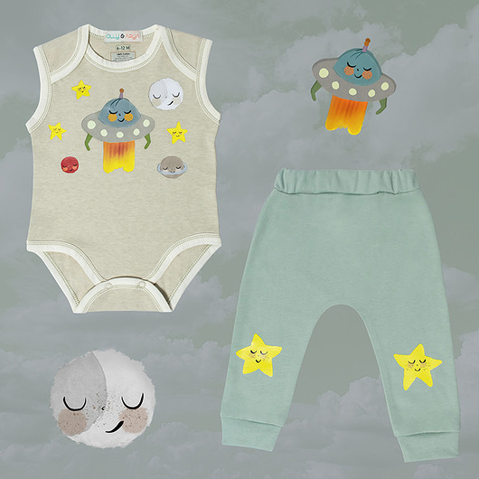 Komplet body z ufoludkiem + spodnie Olly & Arya
