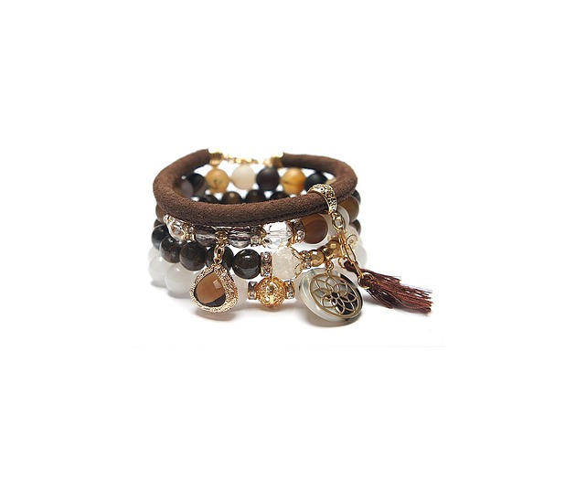 bransoletki z kamieni naturalnych Brown and white vol. 7 /17.10.24/ - SET