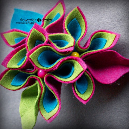 fuksja zielony turkusowy FlowerFelt Design