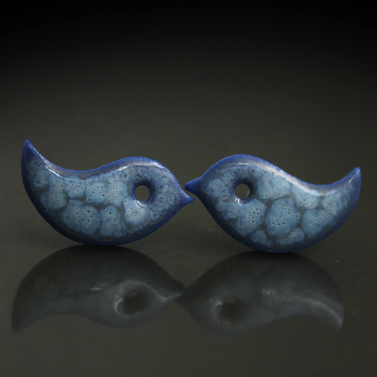 kolczyki ceramiczne Ptaszki /stal chirurgiczna/