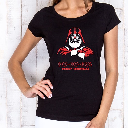 t-shirt damskie Koszulka damska organiczna Vader Christmas