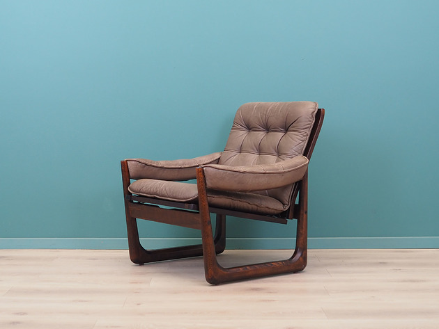 fotele Fotel skórzany, duński design, lata 60, Genega M