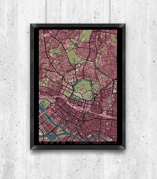 Tokyo - plan miasta, plakat A2 minimalmill