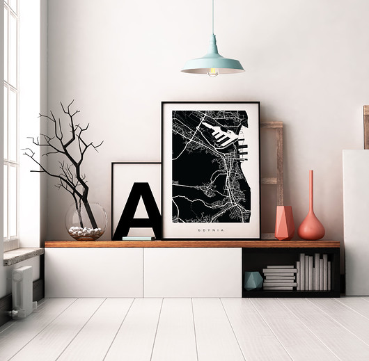 plakat GDYNIA - B1 - fragment mapy miasta PLAKATY GEOMETRYCZNE