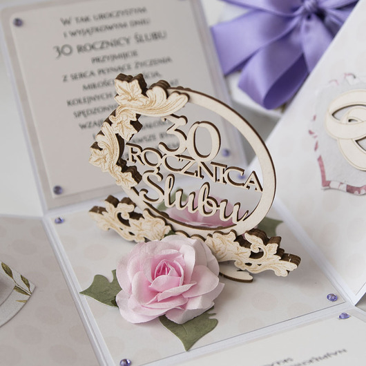 kartki scrapbooking 30 rocznica ślubu, perłowe gody, exploding box, kartka 3d