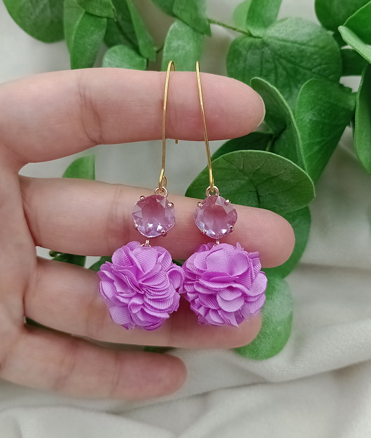 kolczyki chwosty Kolczyki chwosty lawendowe fioletowe długie kwiaty