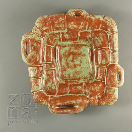 patery i talerze Talerz ŻÓŁWIOWY, zielono-brązowy w pudełku