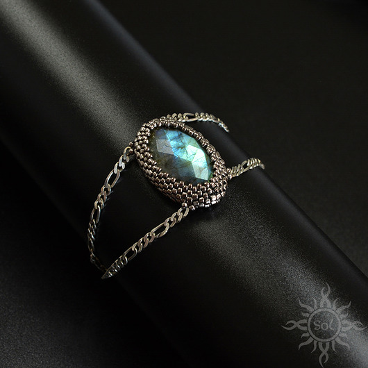Mithril, bransoleta z fasetowanym labradorytem Sol
