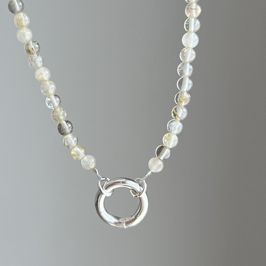 korale Naszyjnik ZAPIĘCIE KOŁO kwarc rutylowy SŁOŃCE kamienie naturalne żółty