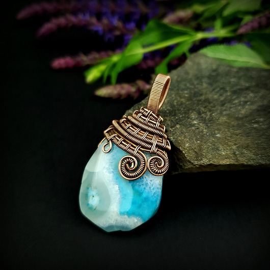 wisiory Wisiorek wire wrapping z agatem
