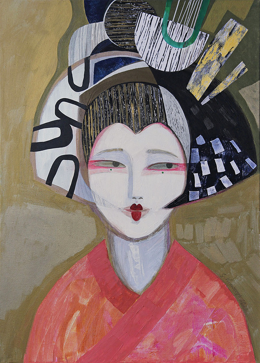 obrazy Obraz oryginał na płótnie 50x70 cm - Gejsza