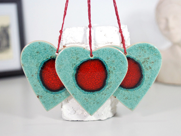 Ozdoby na ścianę Duże serce - ceramiczna ozdoba świąteczna