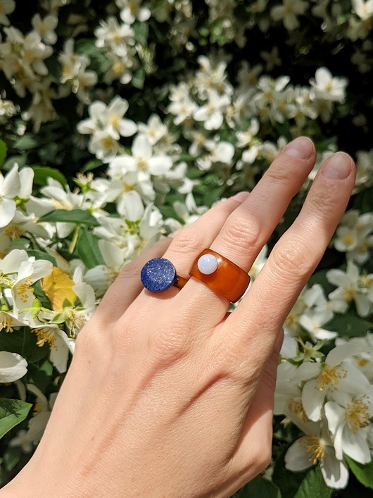 pierścionek z żywicy Masywny Pierścionek z Kamieniem Naturalnym Chunky Jelly Ring 1