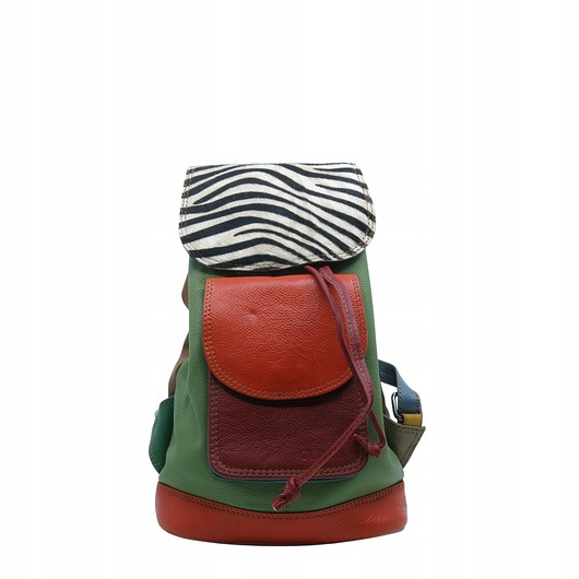 plecaki Plecak damski pojemny skórzany skóra naturalna ze skrawków eko OLIVKA