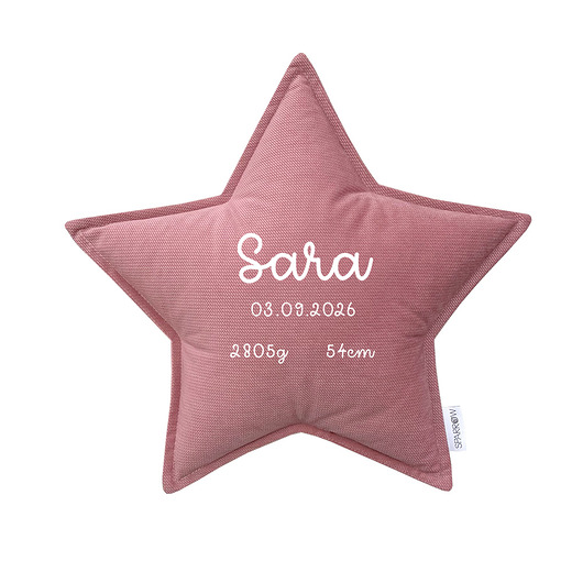 poduszki do pokoju dziecka Poduszka gwiazdka personalizowana metryczka imię dziecka OLD ROSE