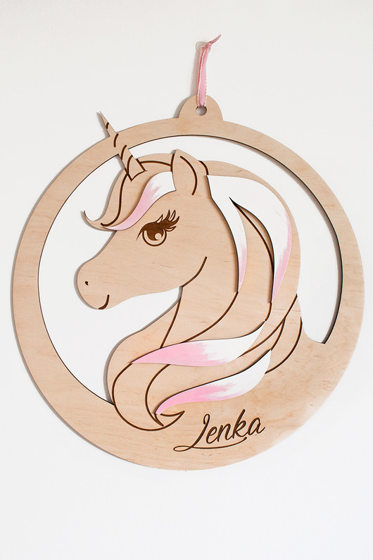 pokój dziecka - różne Personalizowana dekoracja ścienna z jednorożcem