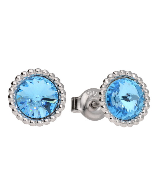 Kolczyki srebro z ornamentem niebieski Swarovski KOM Biżuteria