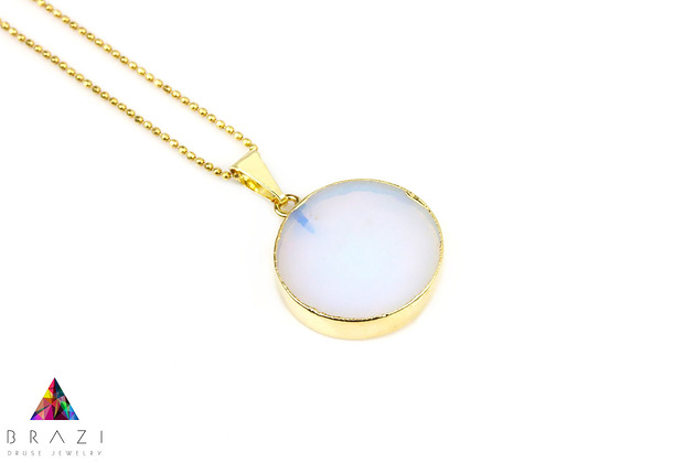 Colare Opalit Koło złoto Brazi Druse Jewelry