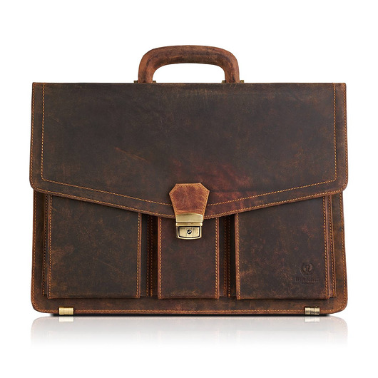 torby i nerki męskie AKTÓWKA MĘSKA SKÓRZANA VINTAGE PAOLO PERUZZI T-80-HBR