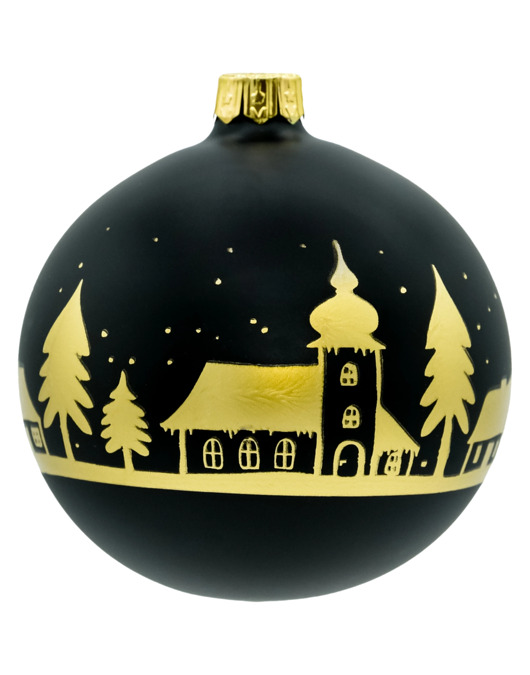 ozdoby choinkowe Bombki okrągłe złote miasteczko: czarne