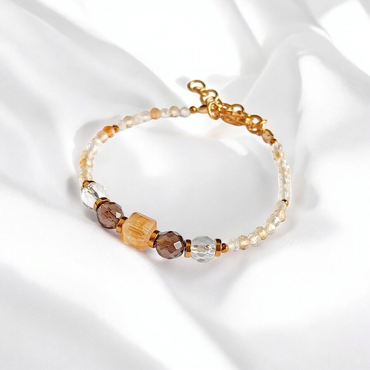 bransoletki z kamieni naturalnych DOBROBYT - amulet - cytryn,kwarc dymny,k.górski - z zapięciem