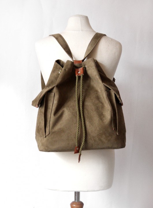 torebki różne plecak - khaki&brown&folk-