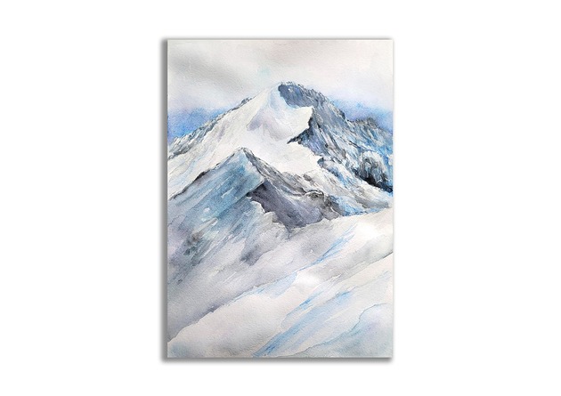 grafiki i ilustracje Alpy. Góry. Akwarela ręcznie malowana pejzaż górski