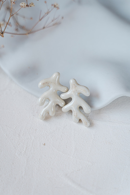 kolczyki ceramiczne Kolczyki porcelanowe KORALOWIEC