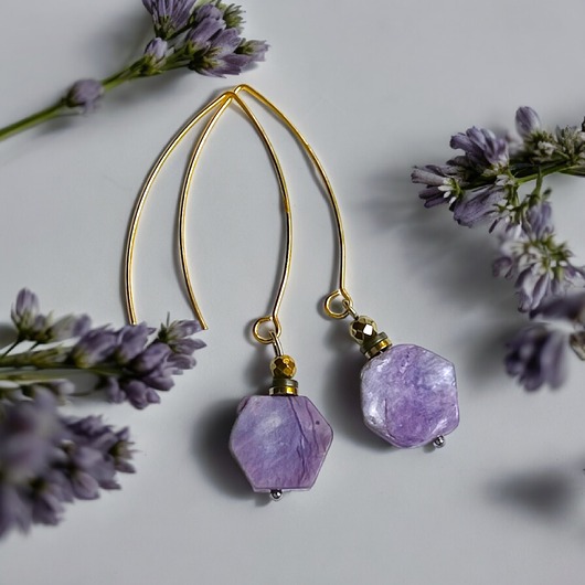 kolczyki z kamieniami LUX. UNIKATOWE kolczyki : czaroit VII