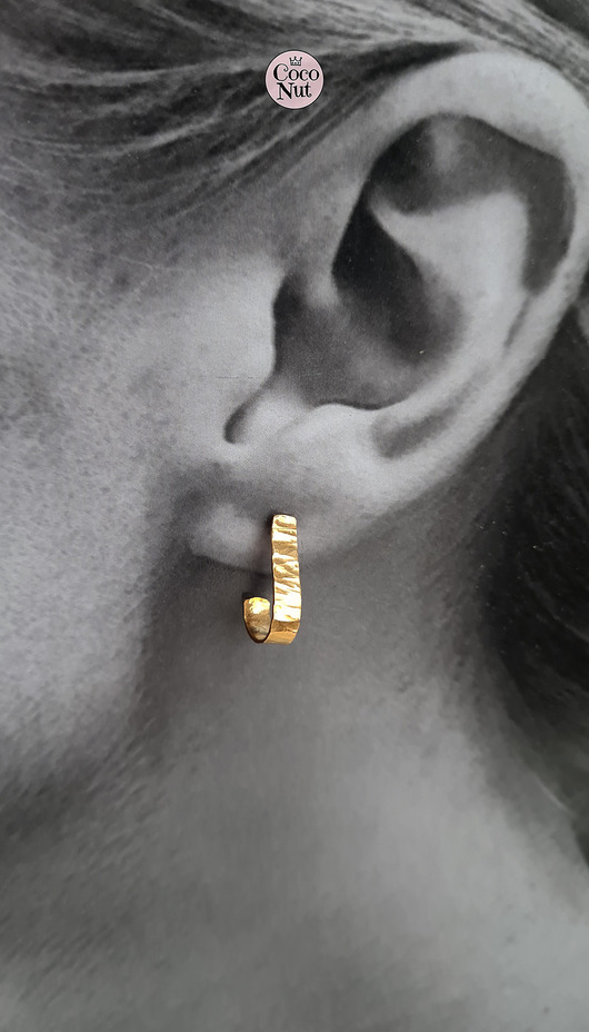 kolczyki pozłacane Kolczyki ANGLE złocone sztyfty proste młotkowane